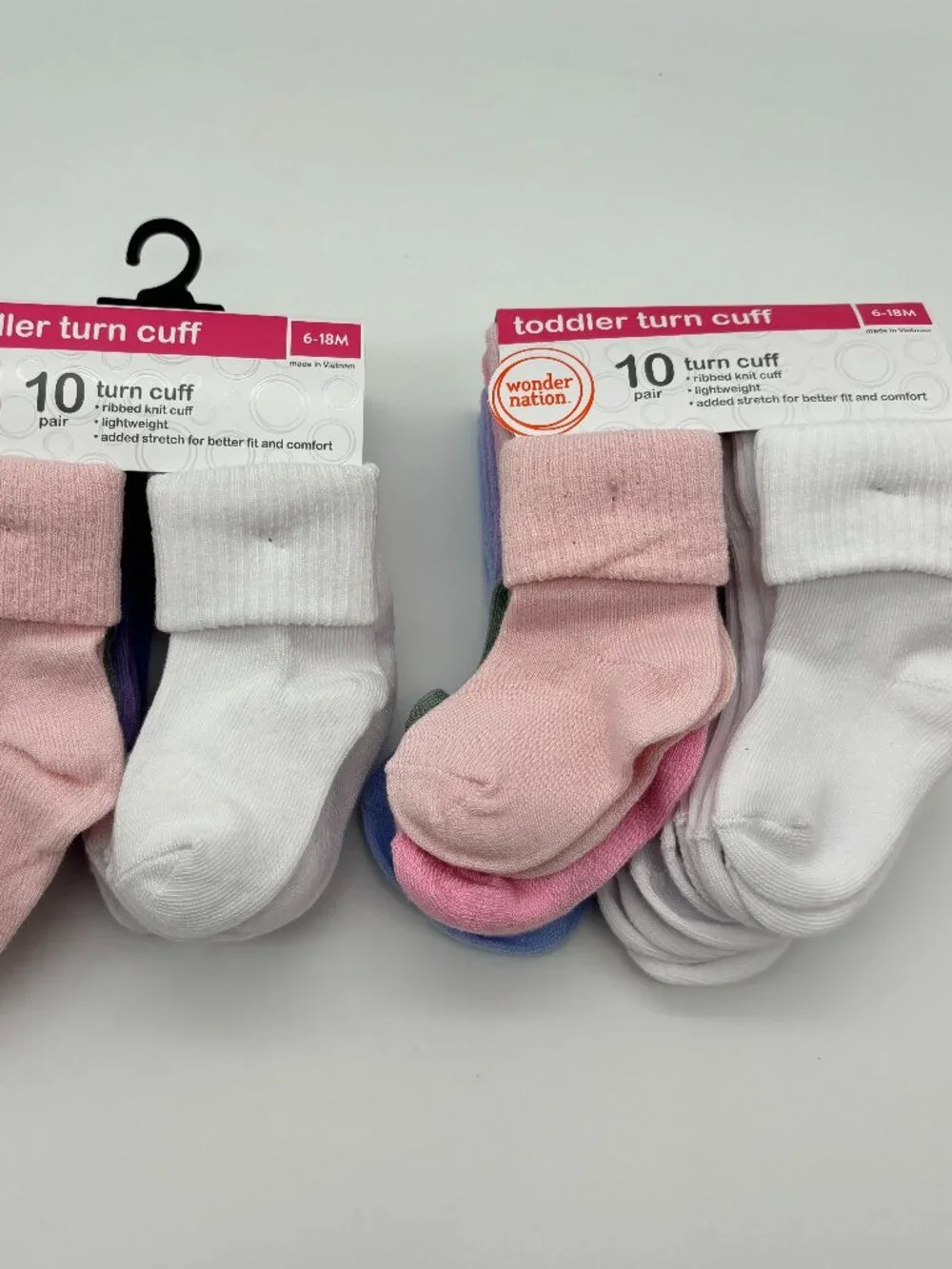 Wonder Nation Infant Girls 10pk Bobby Ribbed Knit Turn Cuff Socks, 6-18M (x2)